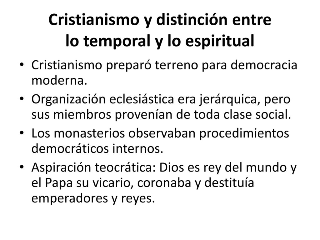 Cristianismo y distinción entre lo temporal y lo espiritual