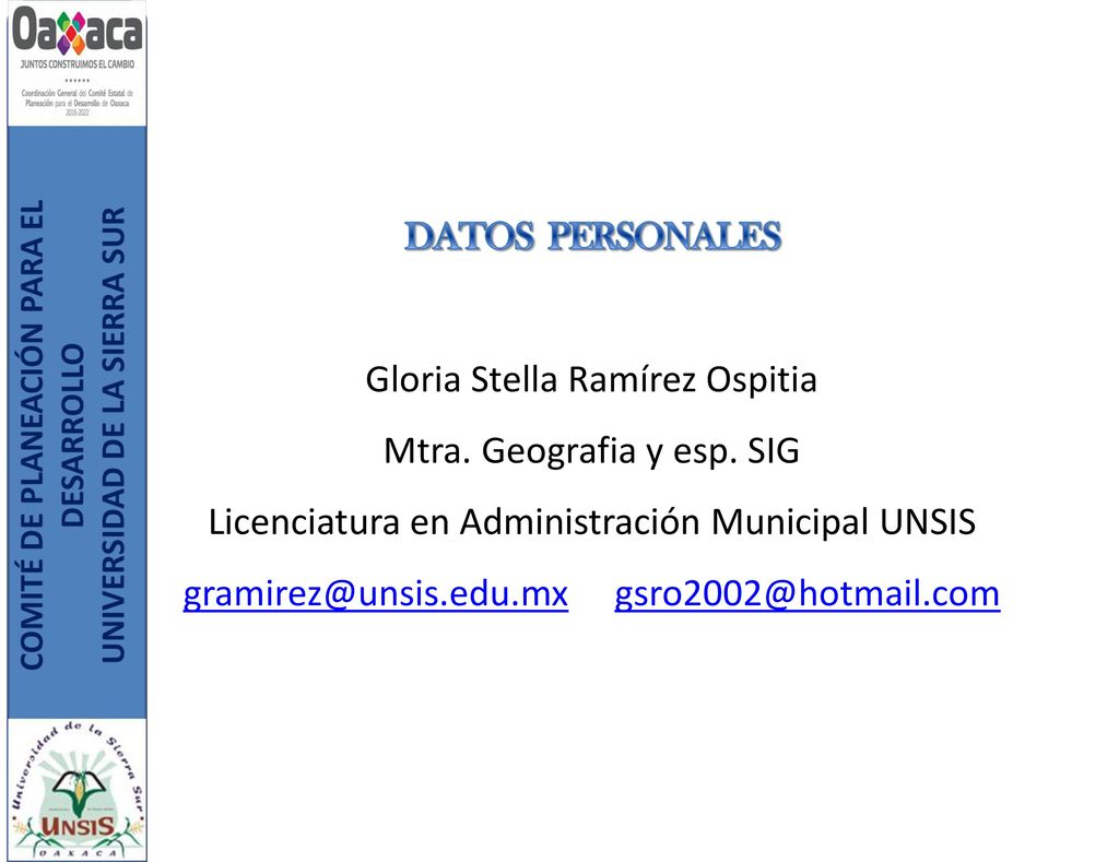 Gloria Stella Ramírez Ospitia Mtra. Geografia y esp. SIG