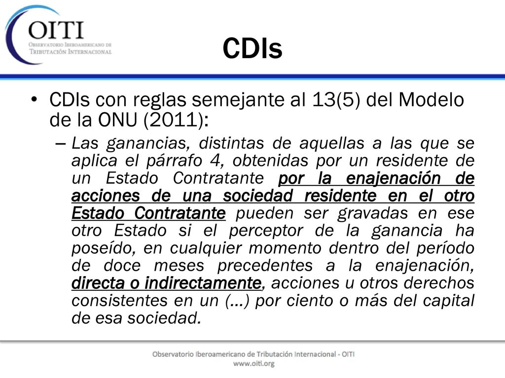 CDIs CDIs con reglas semejante al 13(5) del Modelo de la ONU (2011):