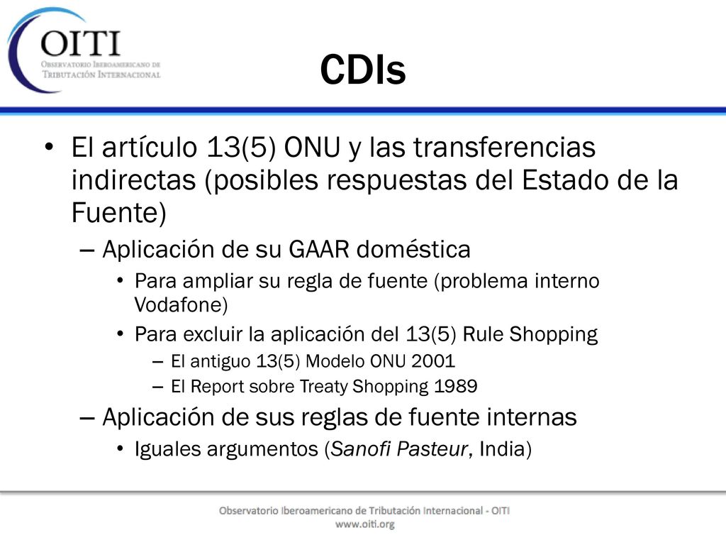 CDIs El artículo 13(5) ONU y las transferencias indirectas (posibles respuestas del Estado de la Fuente)