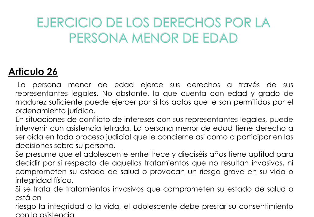 Ejercicio de los derechos por la persona menor de edad