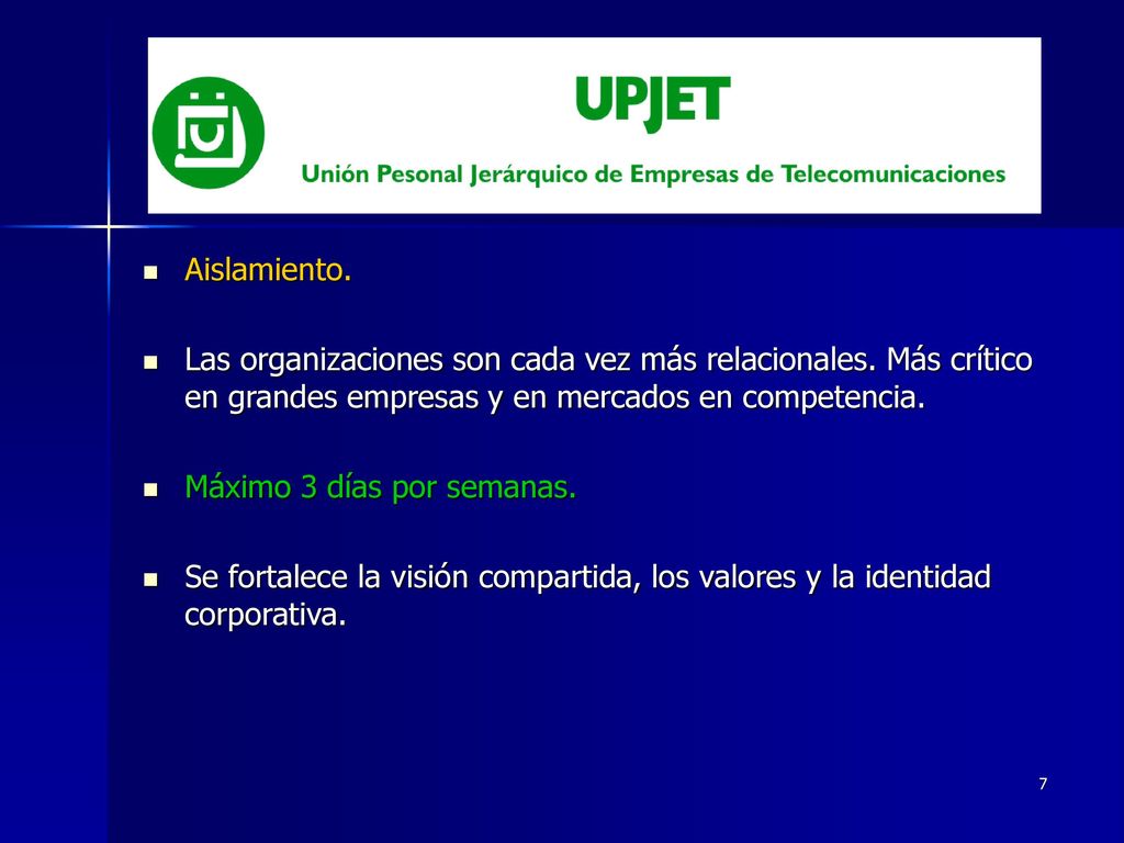 Aislamiento. Las organizaciones son cada vez más relacionales. Más crítico en grandes empresas y en mercados en competencia.