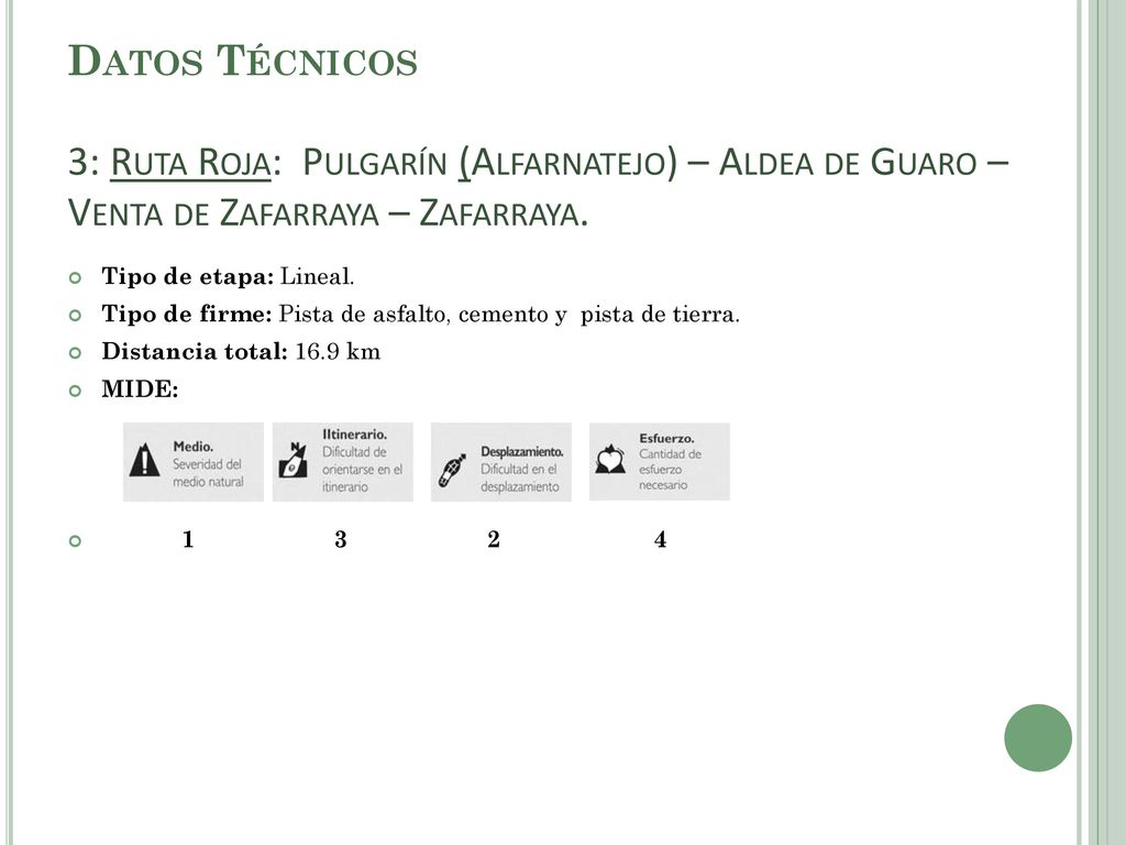 Datos Técnicos 3: Ruta Roja: Pulgarín (Alfarnatejo) – Aldea de Guaro – Venta de Zafarraya – Zafarraya.