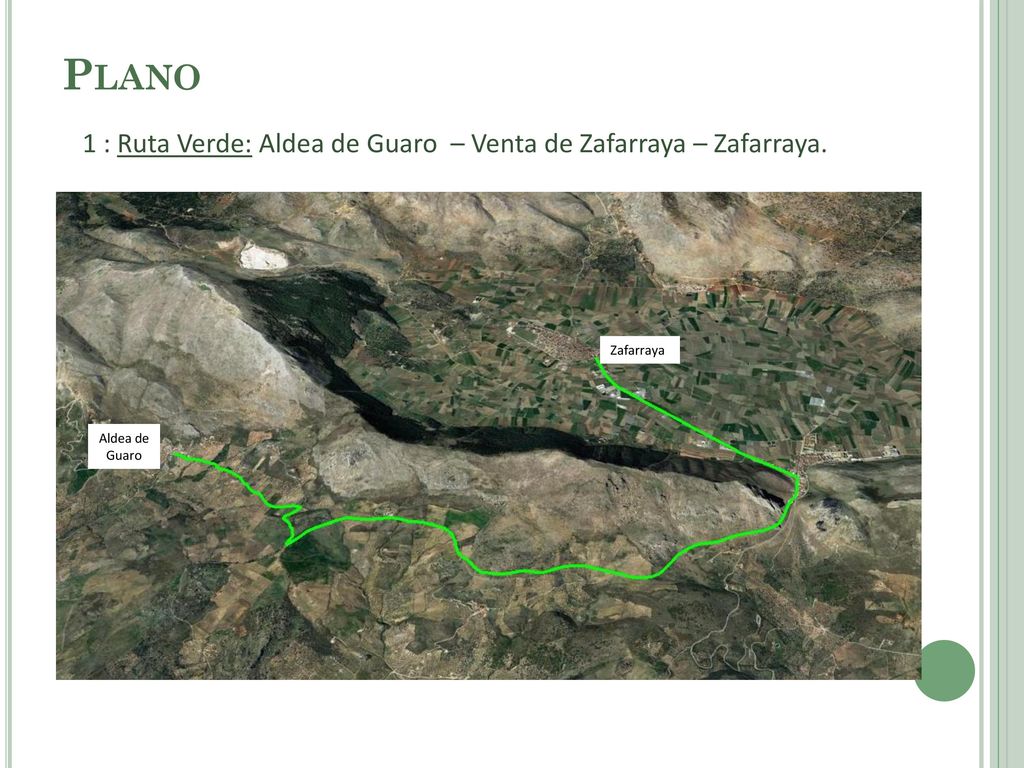 Plano 1 : Ruta Verde: Aldea de Guaro – Venta de Zafarraya – Zafarraya.