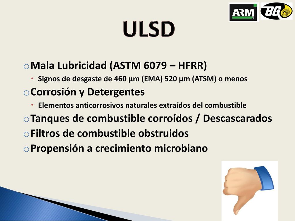 ULSD Mala Lubricidad (ASTM 6079 – HFRR) Corrosión y Detergentes
