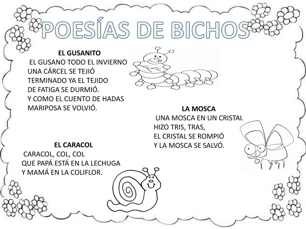 POESÍAS DE BICHOS EL GUSANITO EL GUSANO TODO EL INVIERNO
