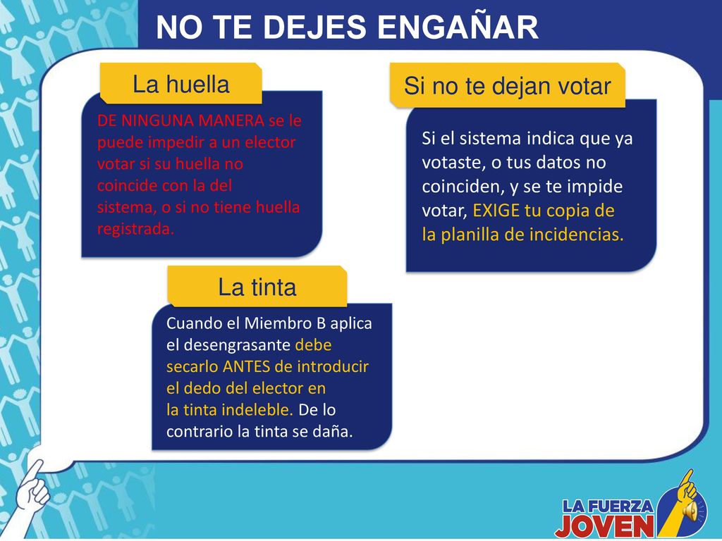 NO TE DEJES ENGAÑAR La huella Si no te dejan votar La tinta