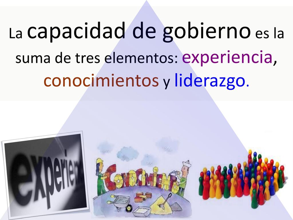 La capacidad de gobierno es la suma de tres elementos: experiencia, conocimientos y liderazgo.