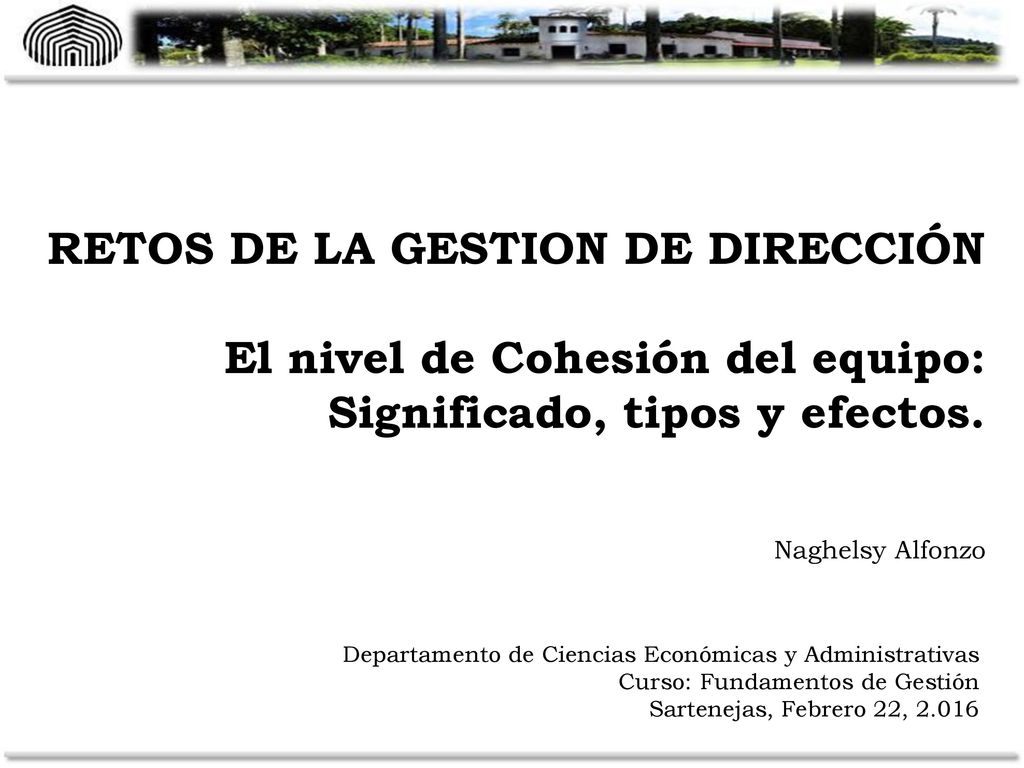 RETOS DE LA GESTION DE DIRECCIÓN El nivel de Cohesión del equipo:
