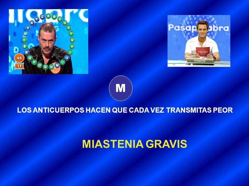 M LOS ANTICUERPOS HACEN QUE CADA VEZ TRANSMITAS PEOR MIASTENIA GRAVIS