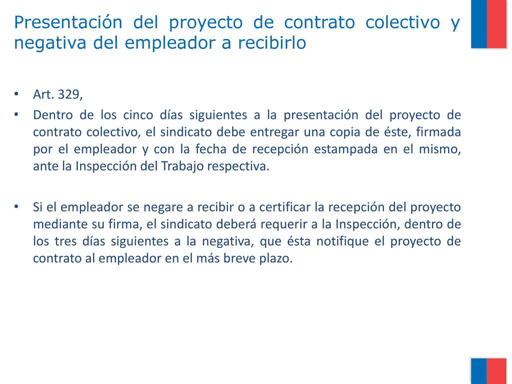 Presentación del proyecto de contrato colectivo y negativa del empleador a recibirlo