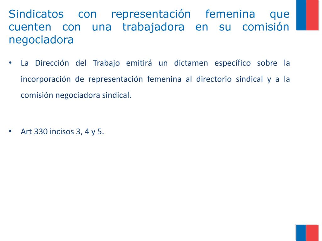 Sindicatos con representación femenina que cuenten con una trabajadora en su comisión negociadora