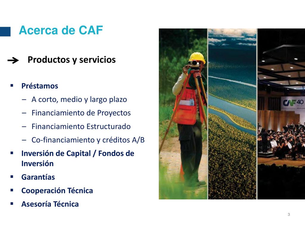 Acerca de CAF Productos y servicios Préstamos