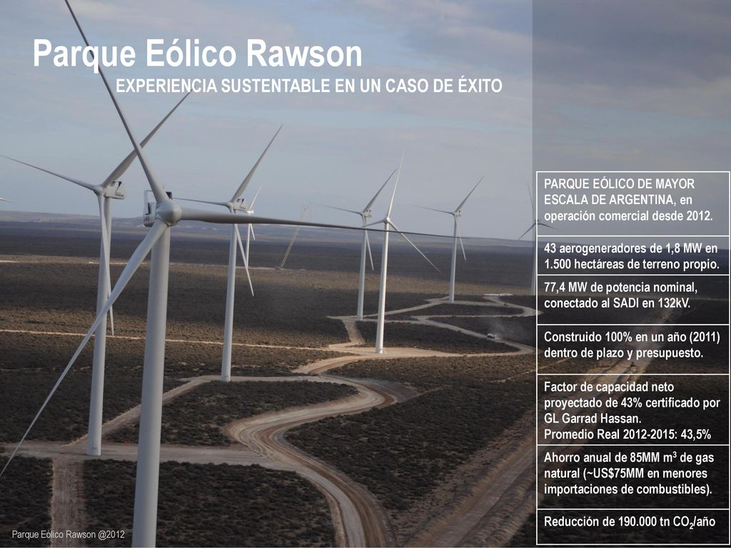 Parque Eólico Rawson EXPERIENCIA SUSTENTABLE EN UN CASO DE ÉXITO
