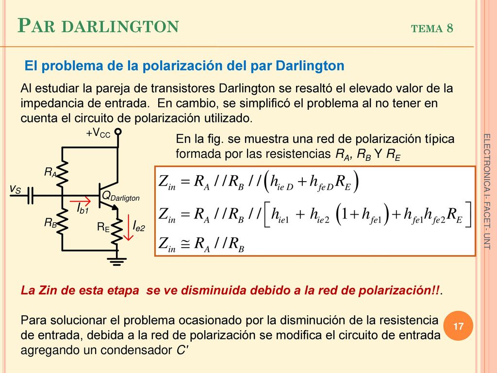 Par darlington tema 8 El problema de la polarización del par Darlington.