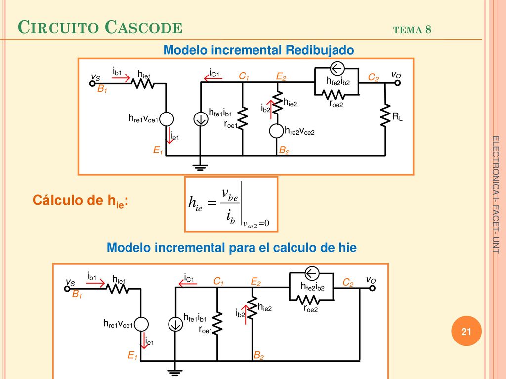 Circuito Cascode tema 8 Cálculo de hie: Modelo incremental Redibujado