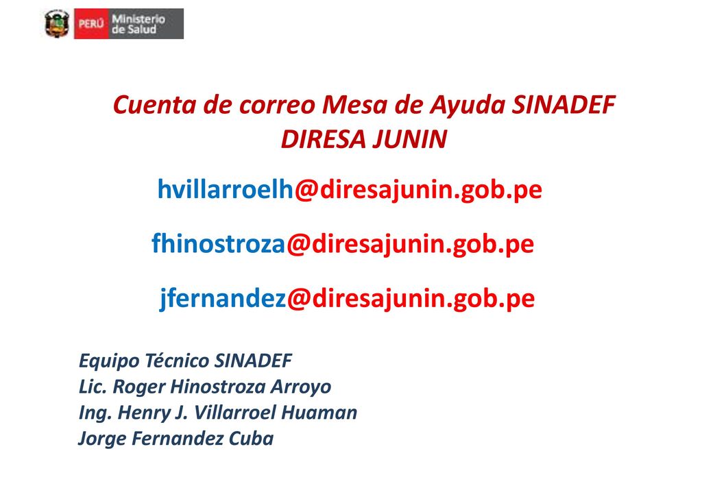 Cuenta de correo Mesa de Ayuda SINADEF DIRESA JUNIN
