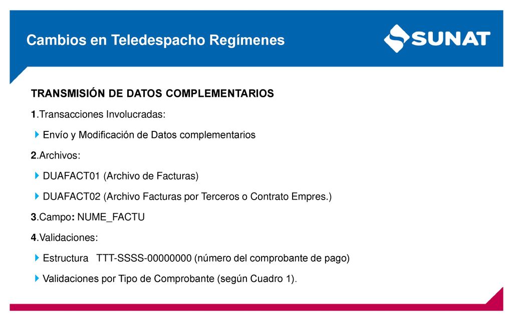 Validaciones por Tipo de Comprobante de Pago – Cuadro 1 (parte 2)