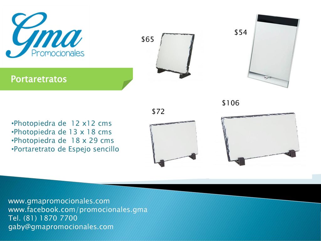 Portaretratos $54 $65 $106 $72 Photopiedra de 12 x12 cms