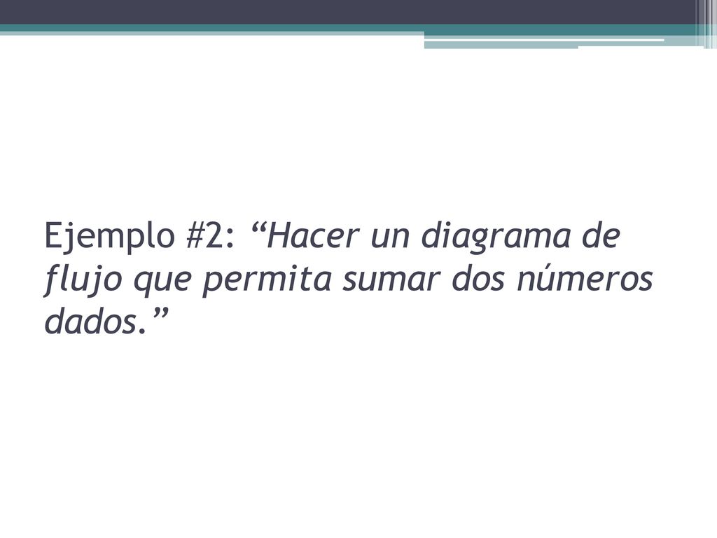Ejemplo #2: Hacer un diagrama de flujo que permita sumar dos números dados.