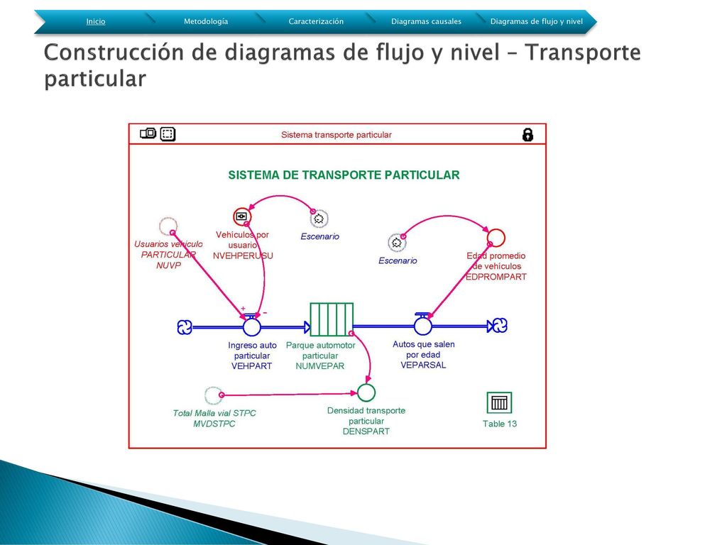 Construcción de diagramas de flujo y nivel – Transporte particular
