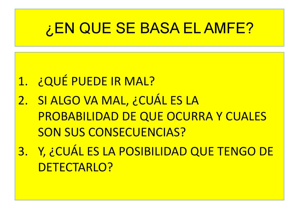 ¿EN QUE SE BASA EL AMFE ¿QUÉ PUEDE IR MAL