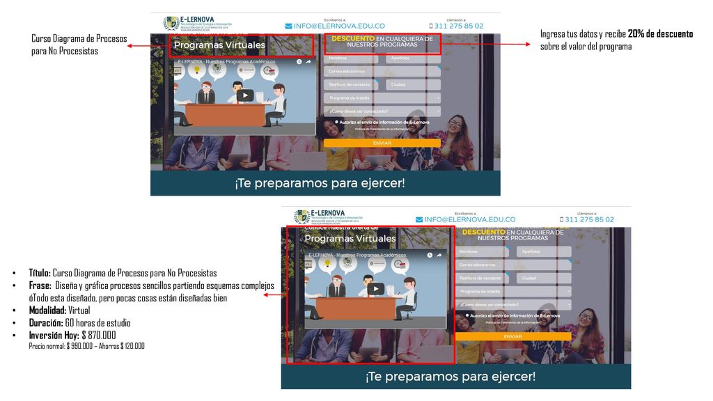 Ingresa tus datos y recibe 20% de descuento sobre el valor del programa