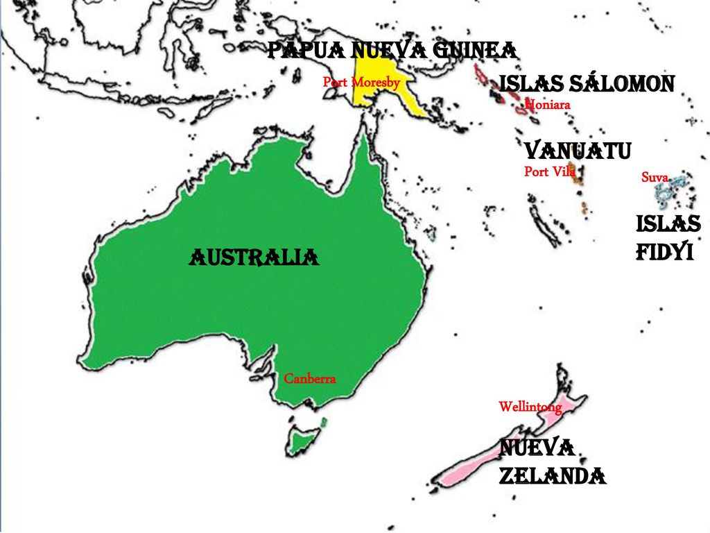 Papua nueva guinea Islas sálomon vanuatu Islas fidyi australia Nueva