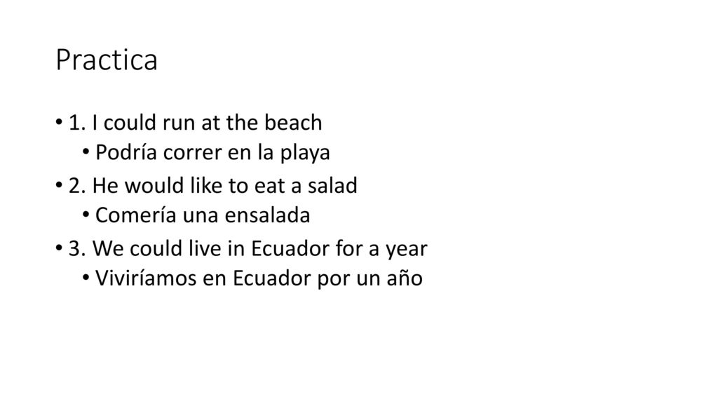 Practica 1. I could run at the beach Podría correr en la playa