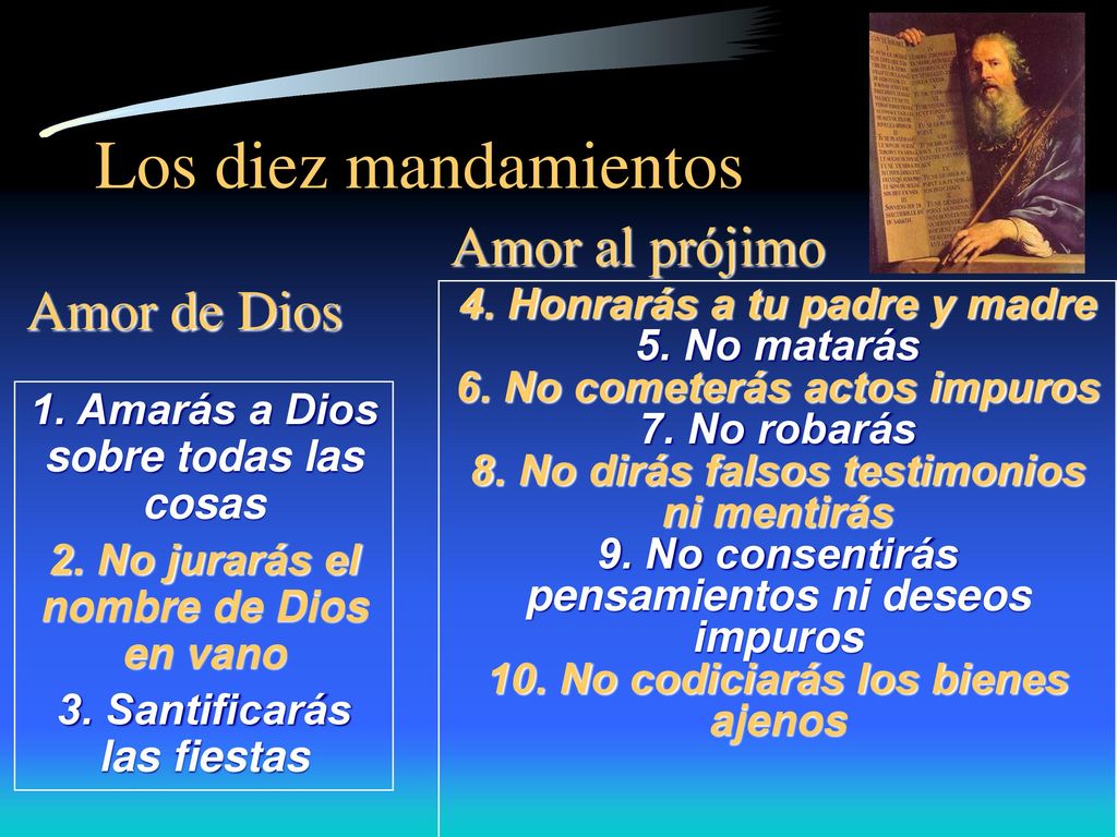 Los diez mandamientos Amor al prójimo Amor de Dios