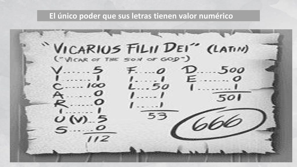 El único poder que sus letras tienen valor numérico