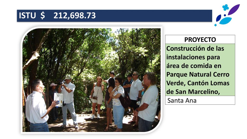 ISTU $ 212, PROYECTO. Construcción de las instalaciones para área de comida en Parque Natural Cerro Verde, Cantón Lomas de San Marcelino,