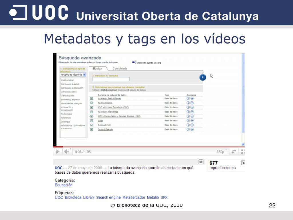 Metadatos y tags en los vídeos