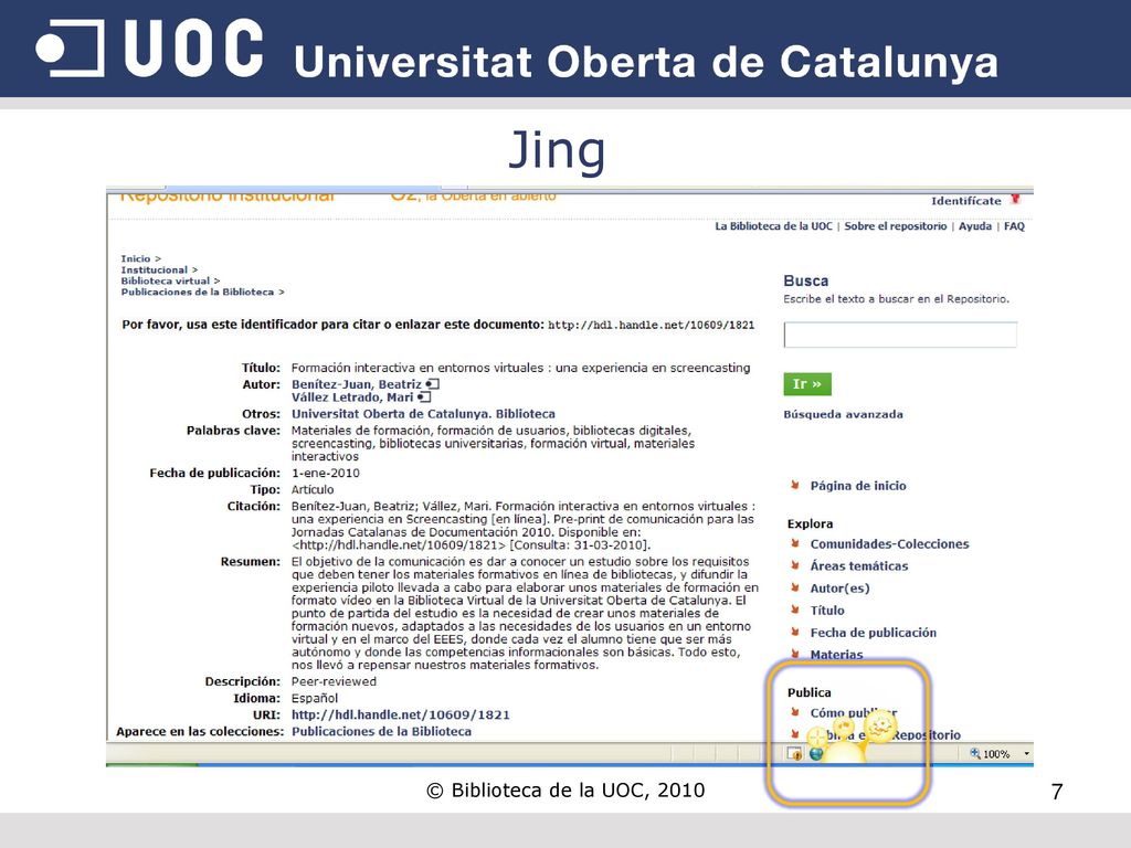 Jing Jing aparece siempre en la parte inferior o superior de la pantalla.
