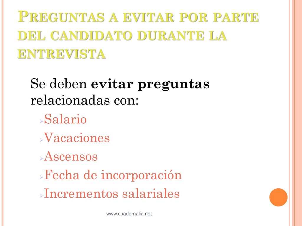 Preguntas a evitar por parte del candidato durante la entrevista