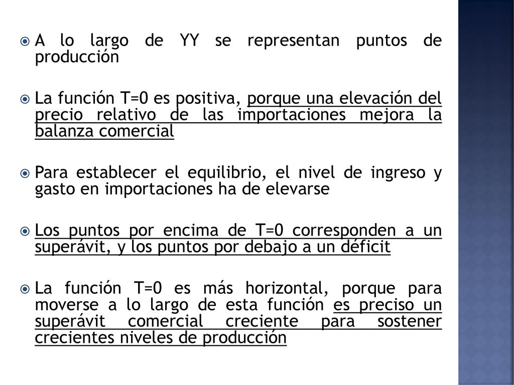 A lo largo de YY se representan puntos de producción
