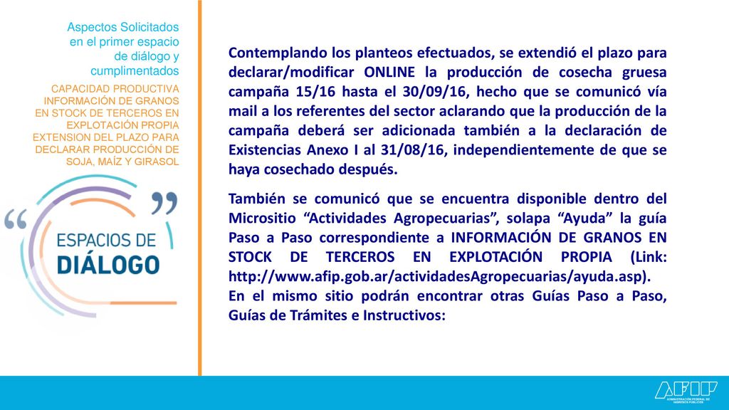 Aspectos Solicitados en el primer espacio. de diálogo y. cumplimentados.