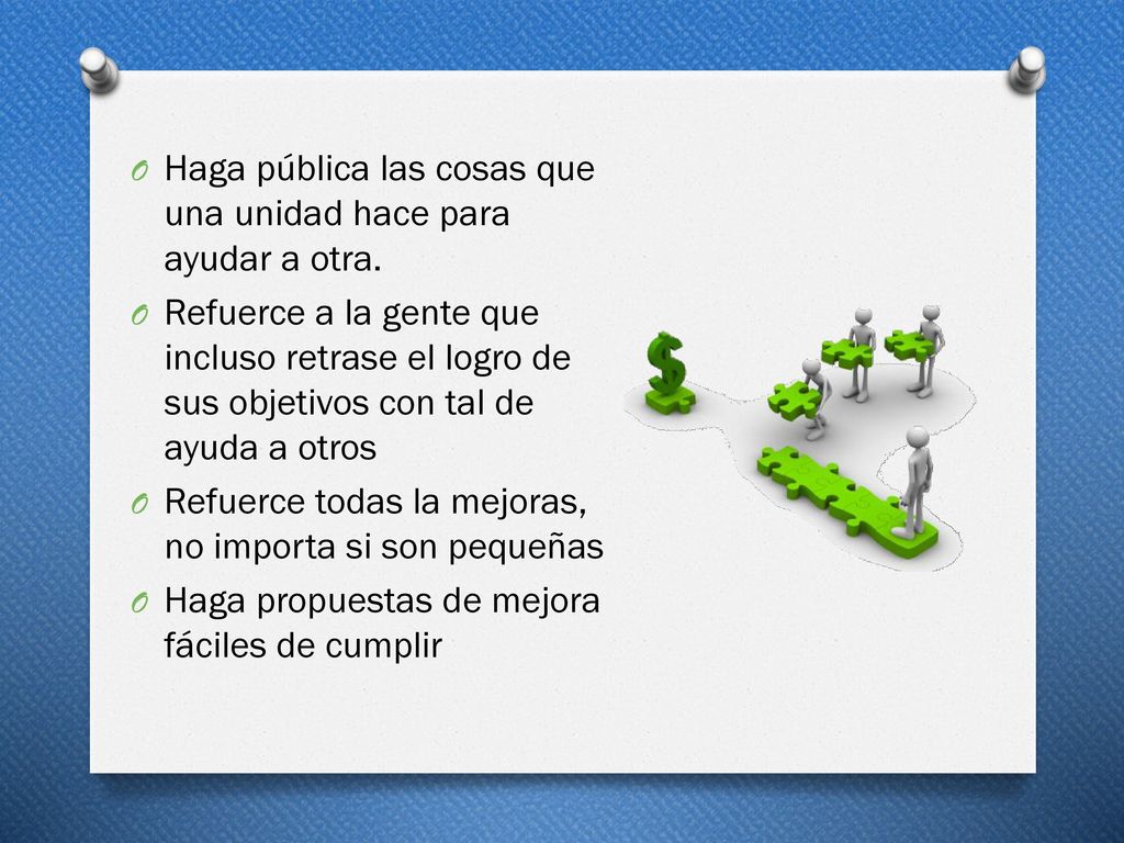Haga pública las cosas que una unidad hace para ayudar a otra.