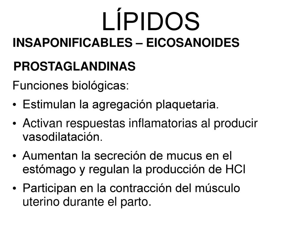 LÍPIDOS INSAPONIFICABLES – EICOSANOIDES PROSTAGLANDINAS