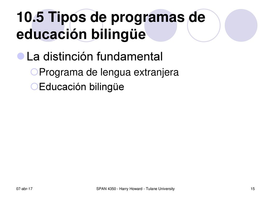 10.5 Tipos de programas de educación bilingüe