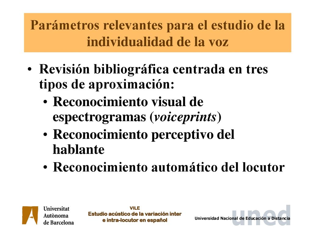 Parámetros relevantes para el estudio de la individualidad de la voz