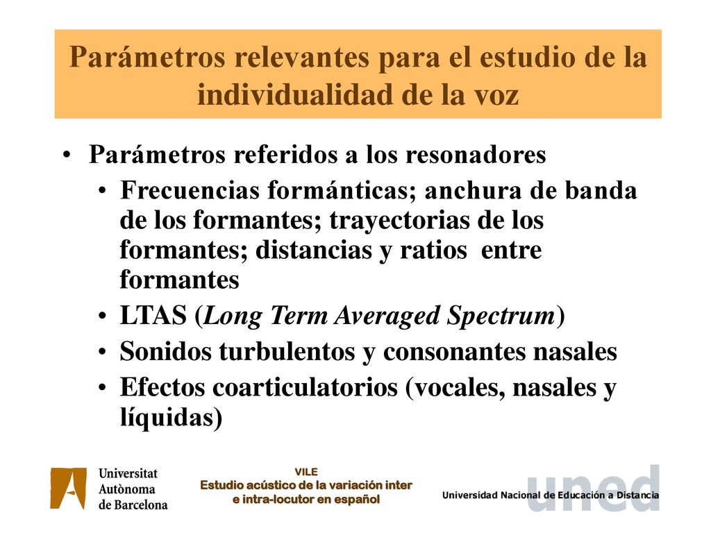Parámetros relevantes para el estudio de la individualidad de la voz