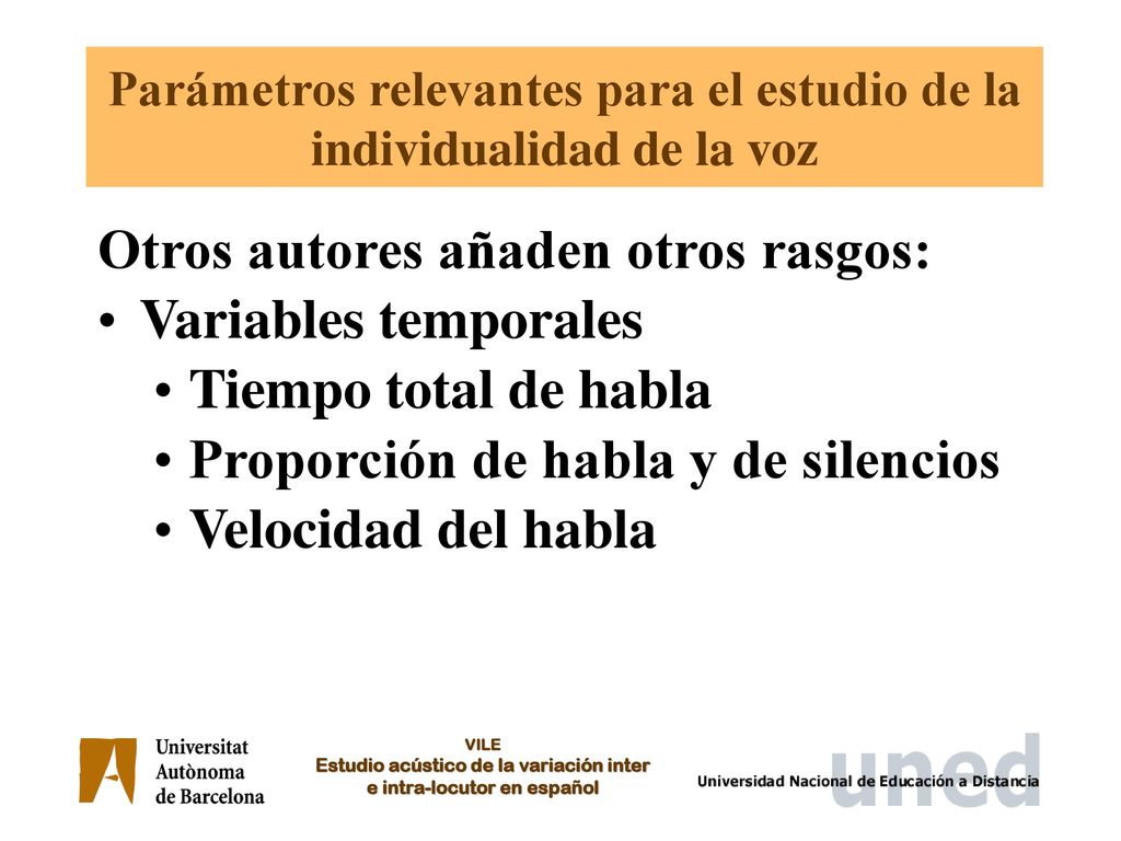 Parámetros relevantes para el estudio de la individualidad de la voz