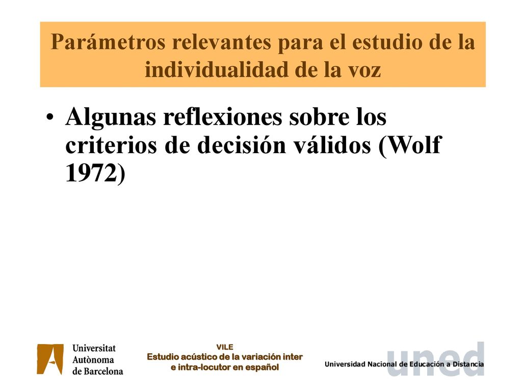 Parámetros relevantes para el estudio de la individualidad de la voz
