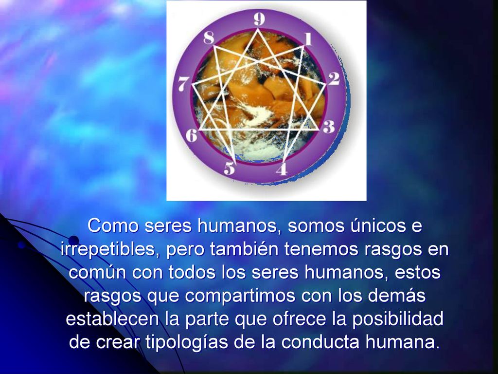 Como seres humanos, somos únicos e irrepetibles, pero también tenemos rasgos en común con todos los seres humanos, estos rasgos que compartimos con los demás establecen la parte que ofrece la posibilidad de crear tipologías de la conducta humana.