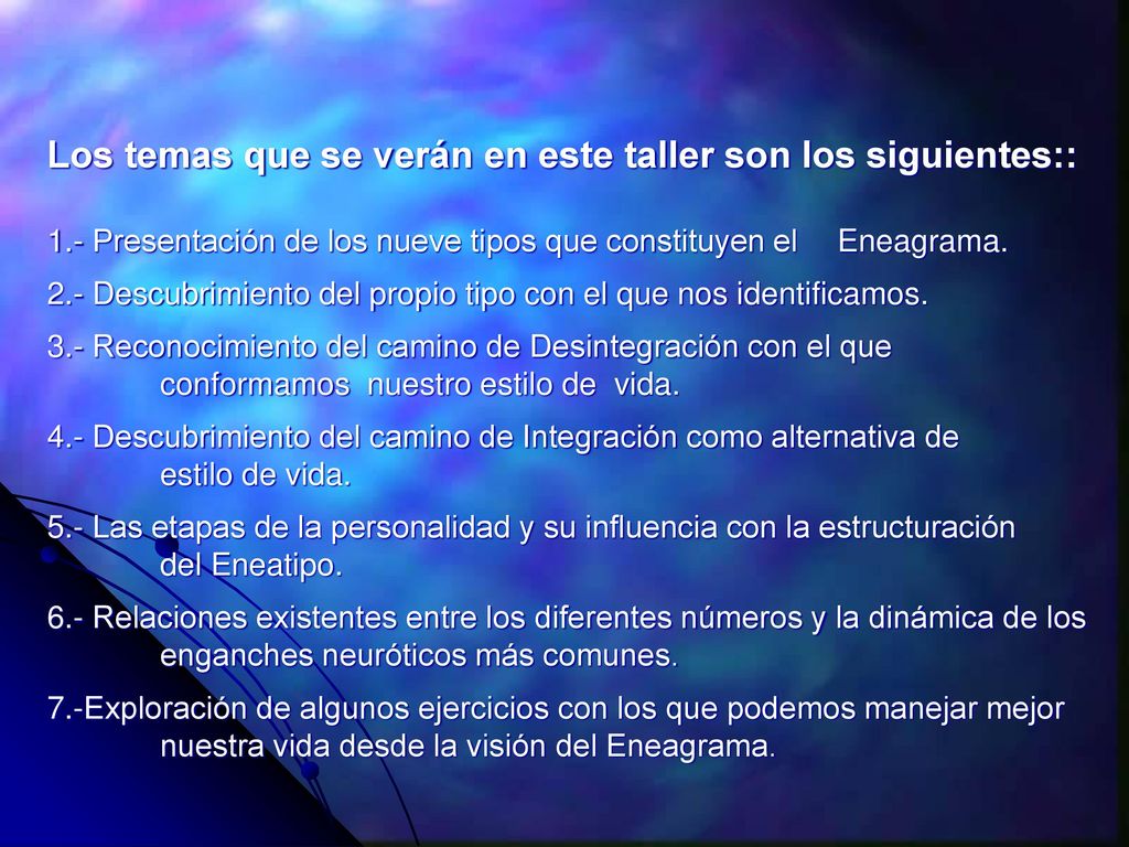 Los temas que se verán en este taller son los siguientes::