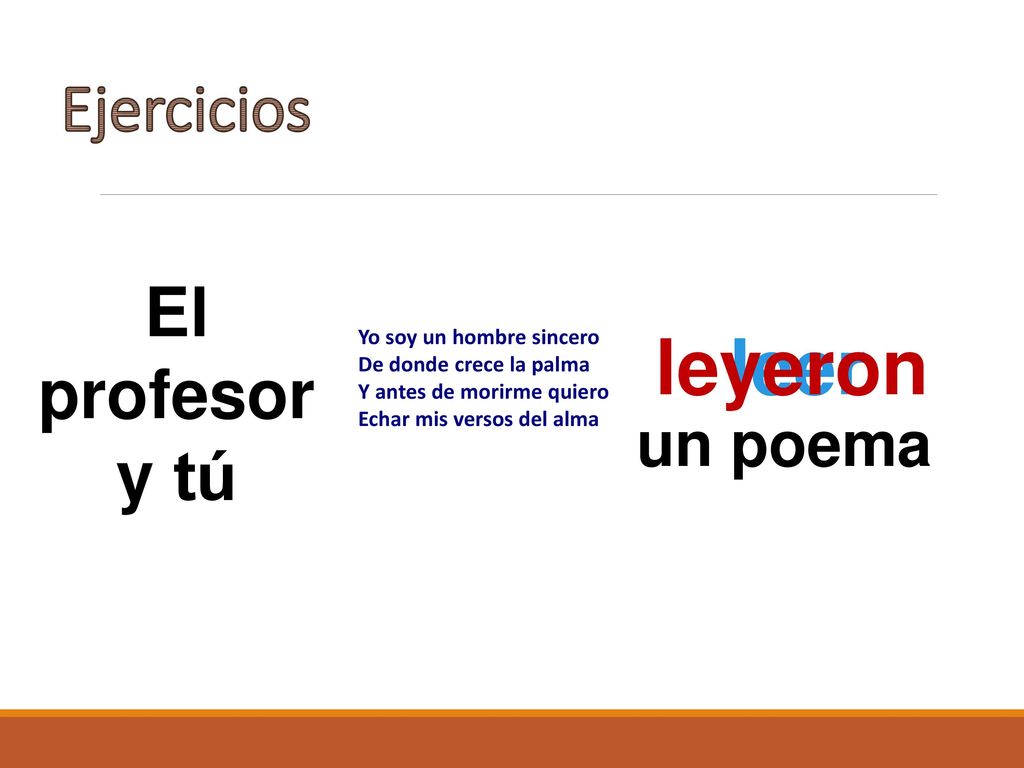 leyeron leer Ejercicios El profesor y tú un poema