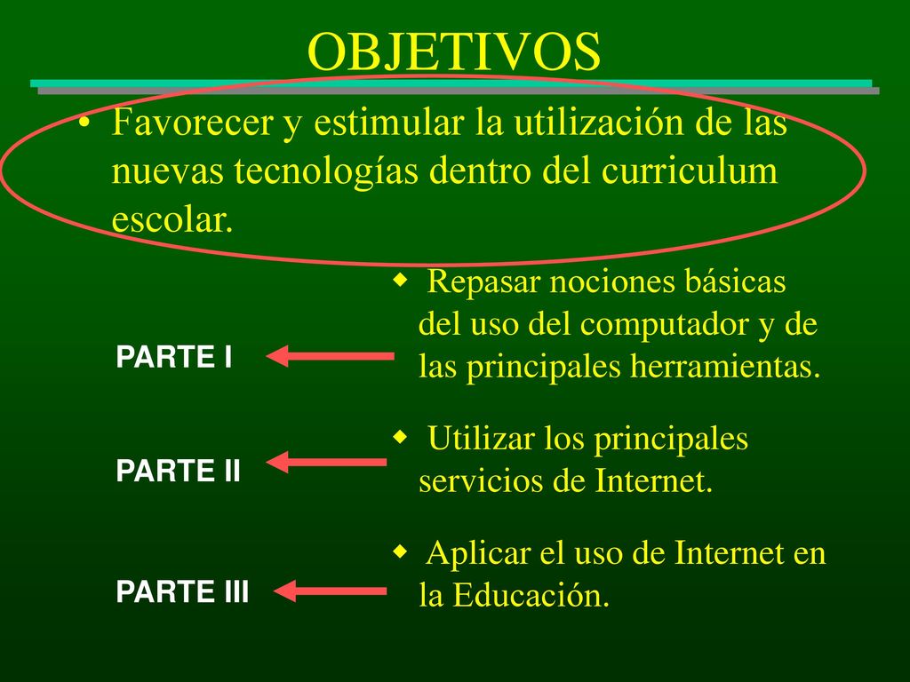 OBJETIVOS Favorecer y estimular la utilización de las nuevas tecnologías dentro del curriculum escolar.