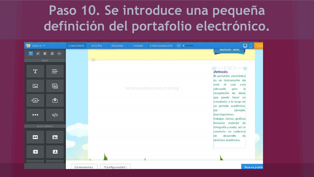 Paso 10. Se introduce una pequeña definición del portafolio electrónico.