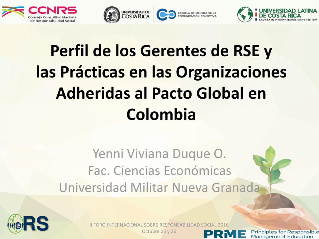 Perfil de los Gerentes de RSE y las Prácticas en las Organizaciones Adheridas al Pacto Global en Colombia